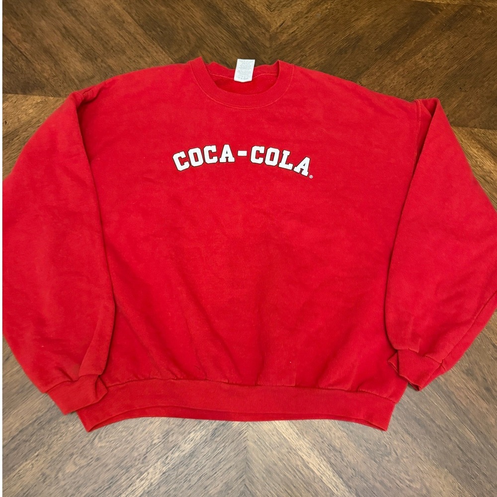 Vintage Coca-Cola Jerzees Red Graphic Sweatshirt XL NuBlend Pullover Logo